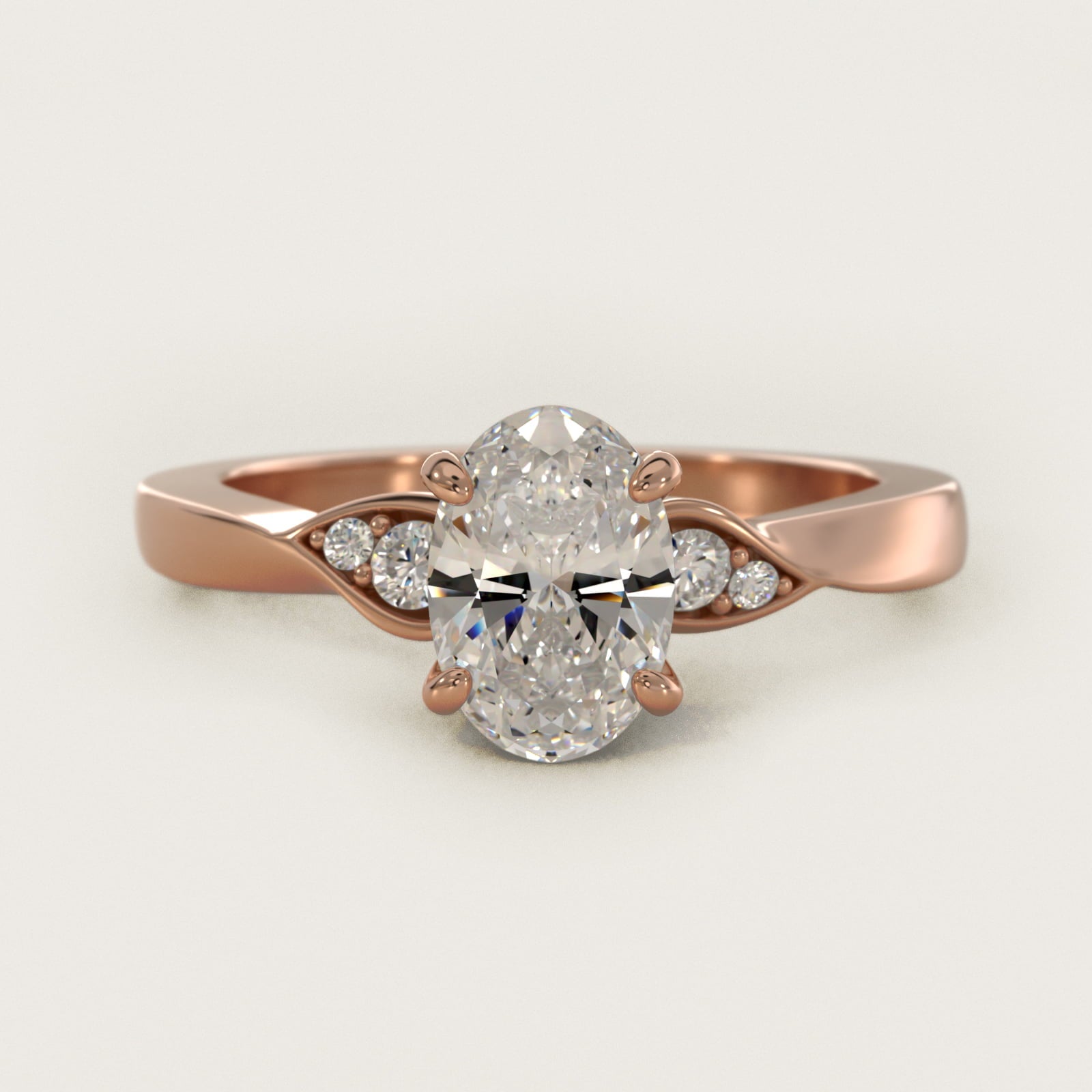 Blossoming Vine Side Stone Diamond Engagement Ring In 14K Rose Gold By James Allen - Oval Center