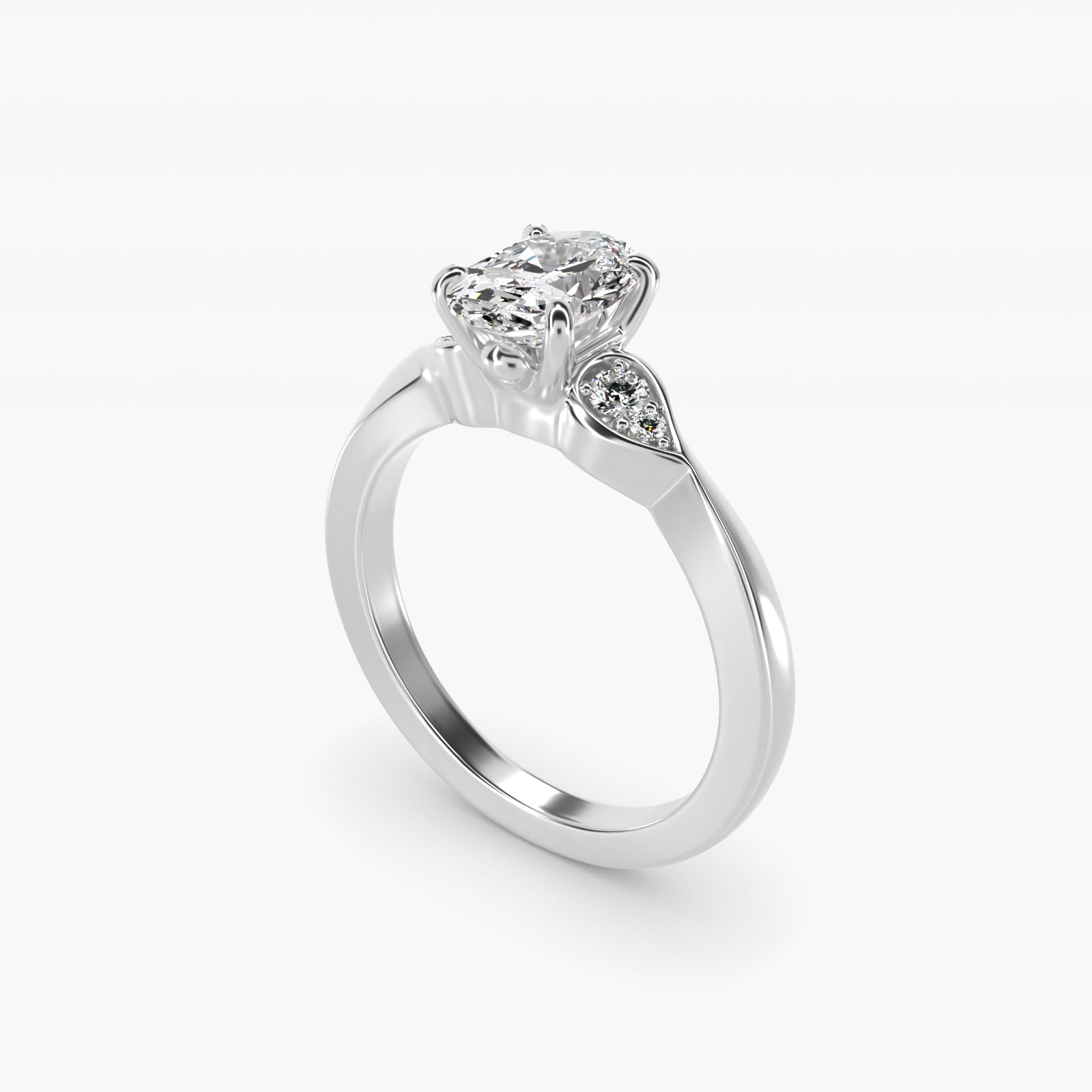 Blossoming Vine Side Stone Diamond Engagement Ring In 14K White Gold By James Allen - Oval Center