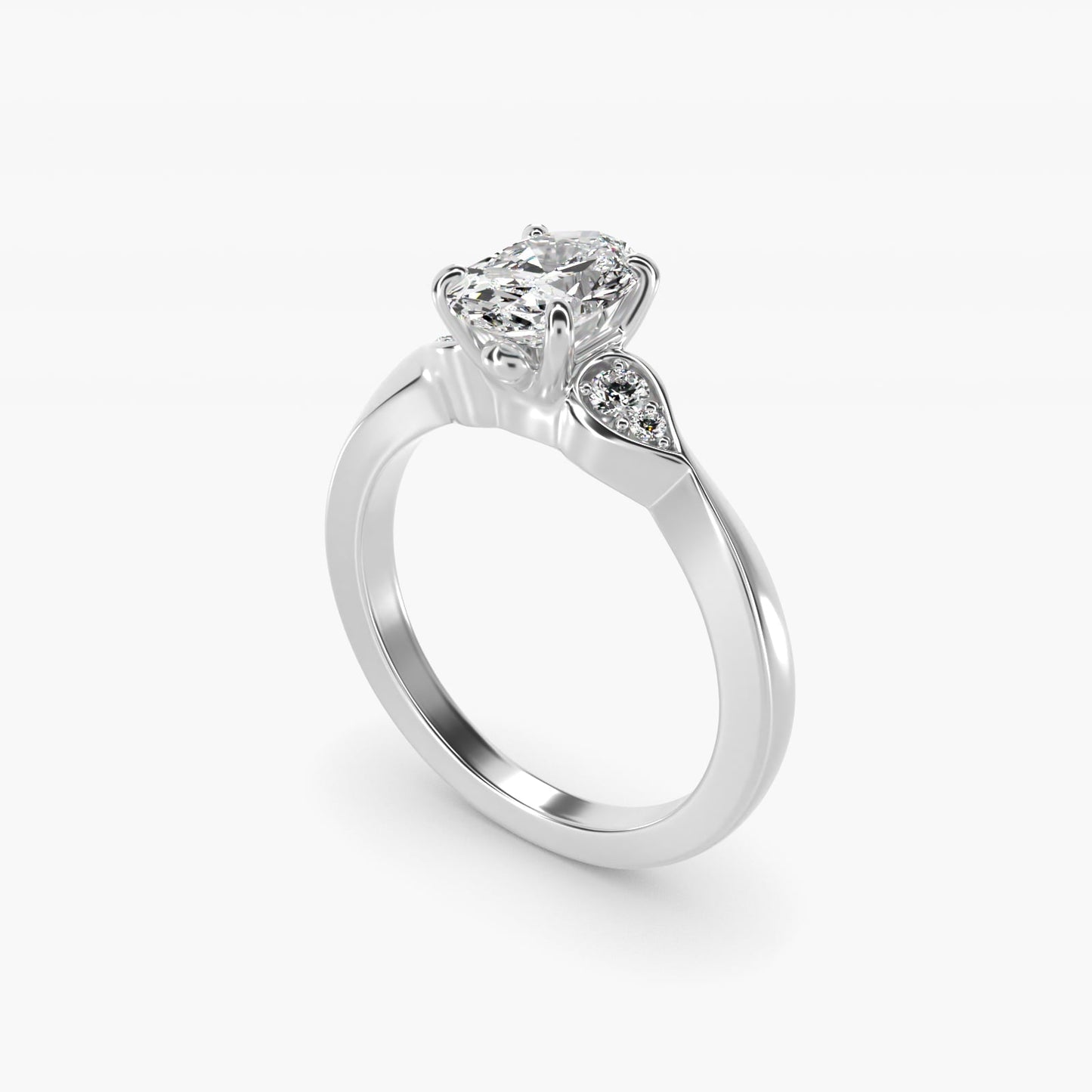 Blossoming Vine Side Stone Diamond Engagement Ring In 18k White Gold By James Allen - Oval Center