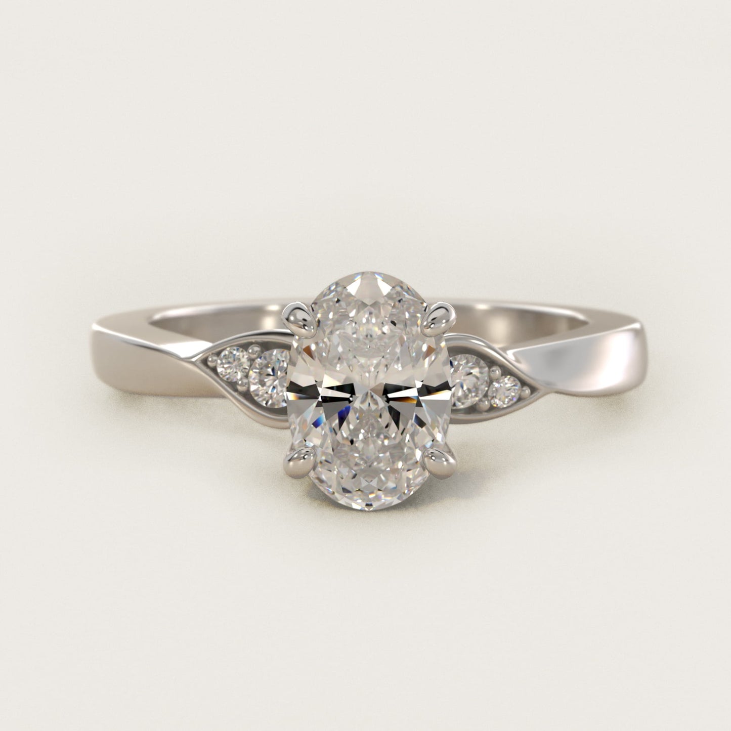 Blossoming Vine Side Stone Diamond Engagement Ring In 14K White Gold By James Allen - Oval Center