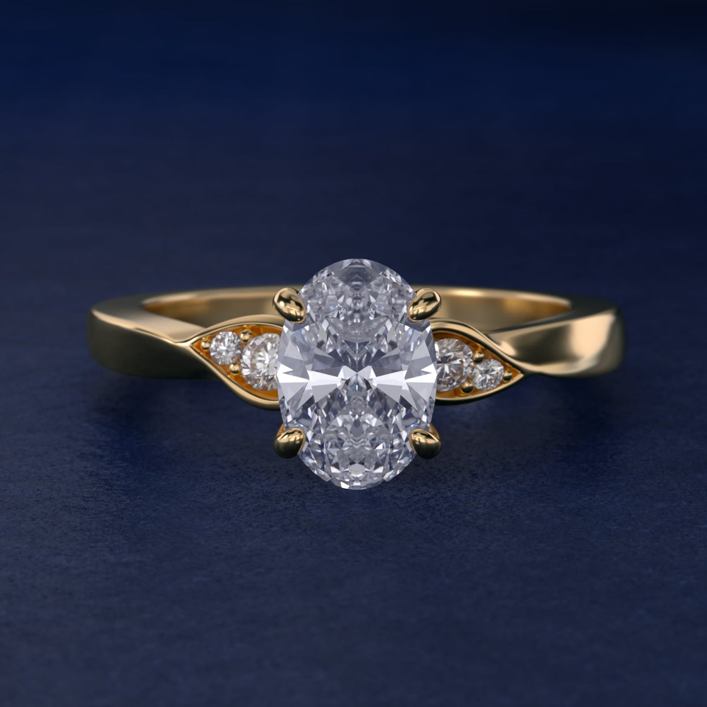 Blossoming Vine Side Stone Diamond Engagement Ring In 14K Yellow Gold By James Allen - Oval Center