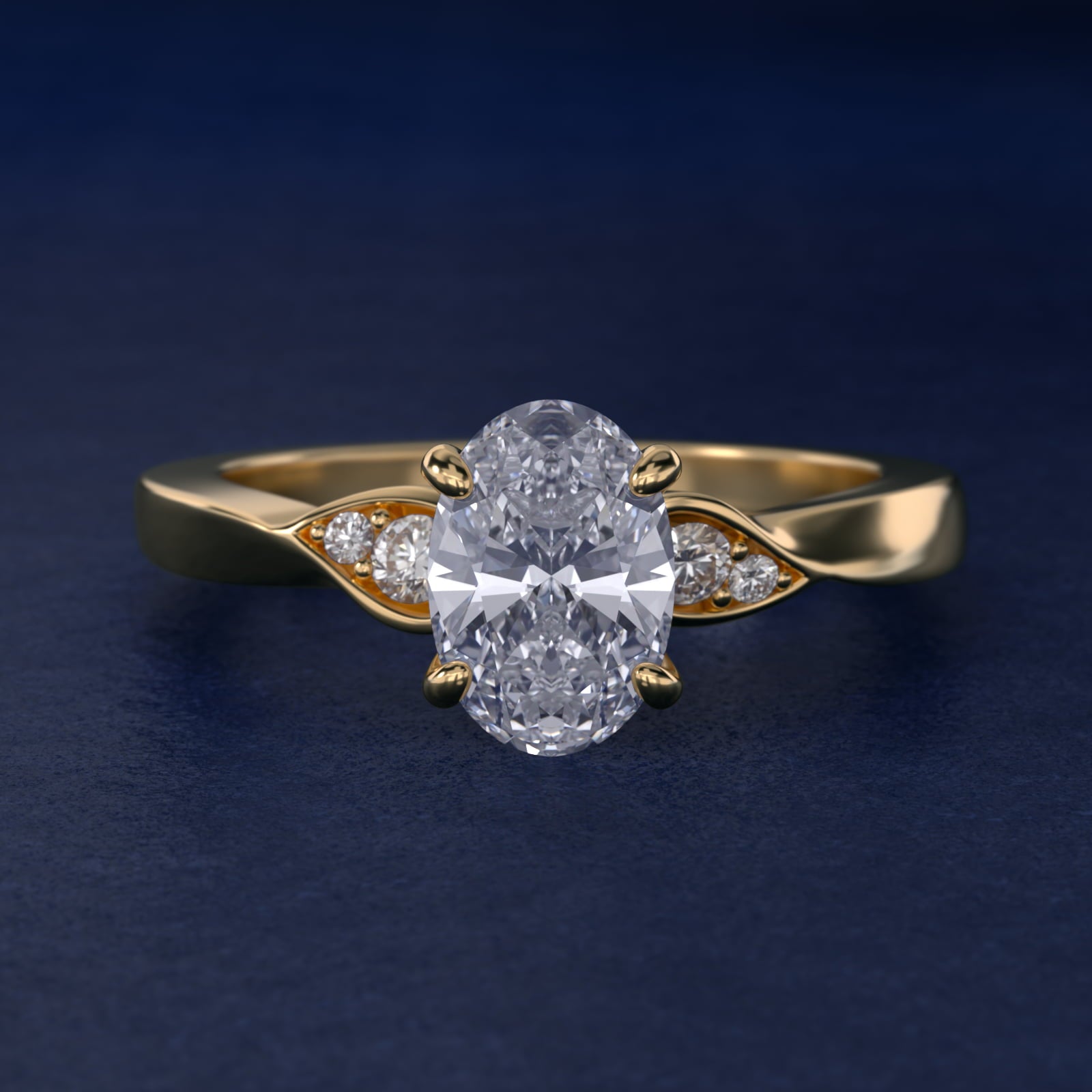 Blossoming Vine Side Stone Diamond Engagement Ring In 14K Yellow Gold By James Allen - Oval Center