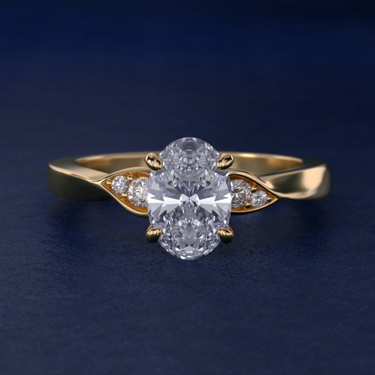 Blossoming Vine Side Stone Diamond Engagement Ring In 18k Yellow Gold By James Allen - Oval Center