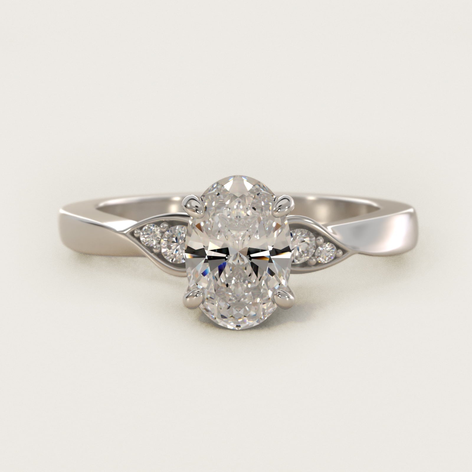 Blossoming Vine Side Stone Diamond Engagement Ring In Platinum By James Allen - Oval Center