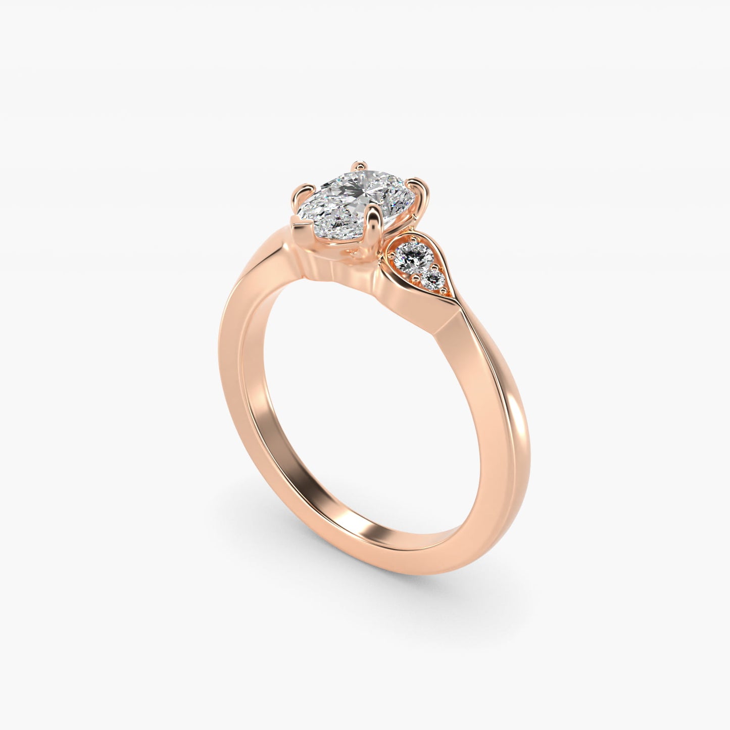 Blossoming Vine Side Stone Diamond Engagement Ring In 14K Rose Gold By James Allen - Pear Center