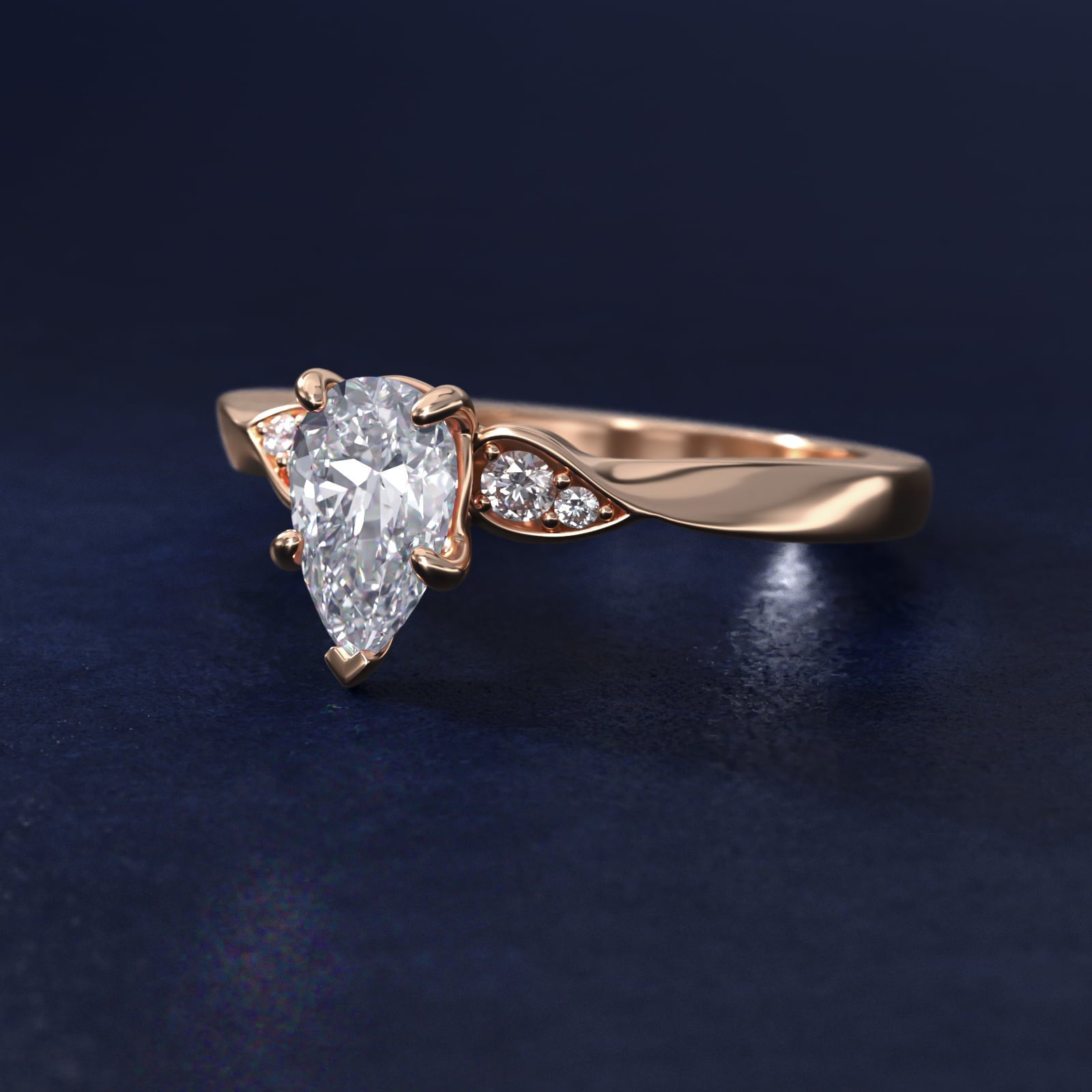 Blossoming Vine Side Stone Diamond Engagement Ring In 18k Rose Gold By James Allen - Pear Center