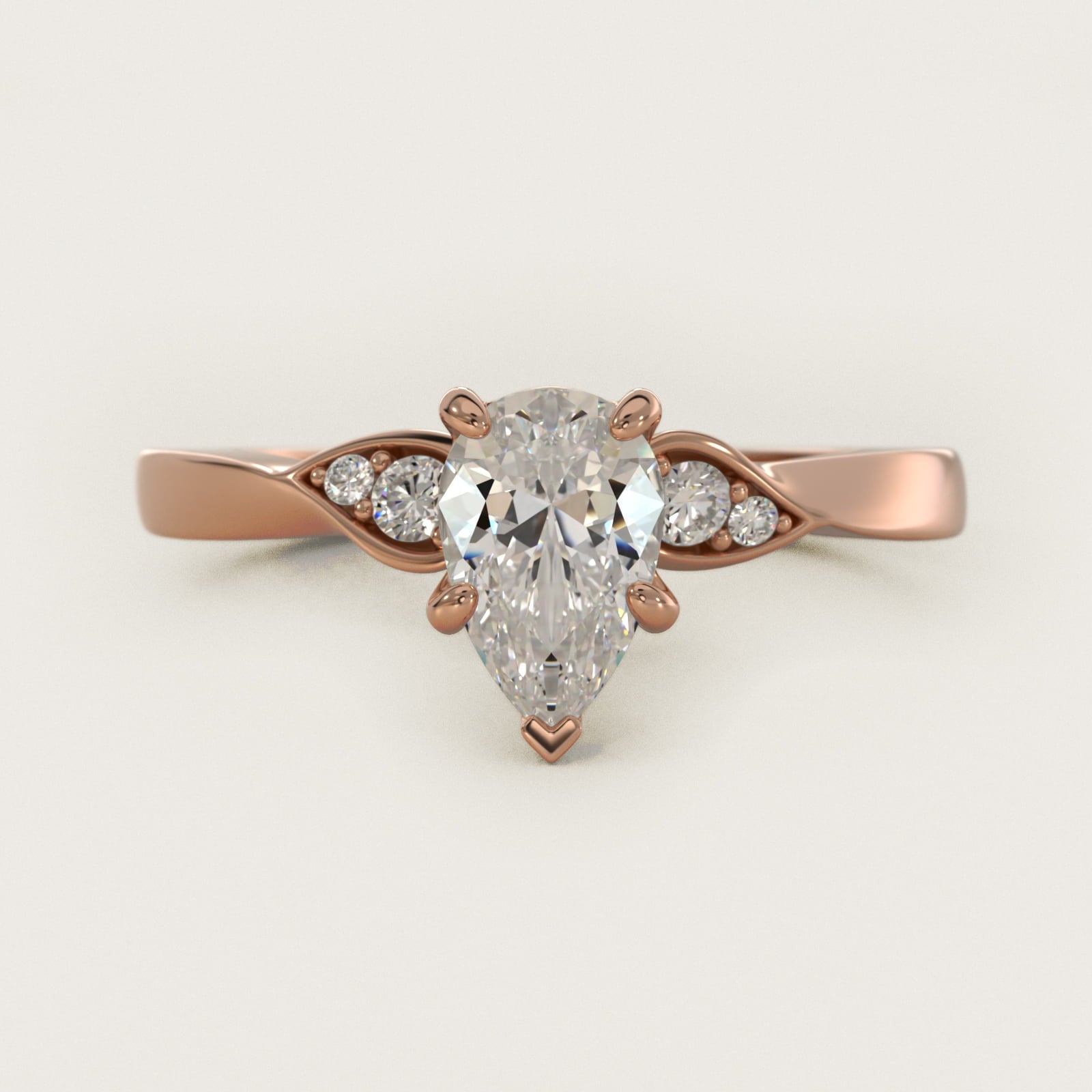 Blossoming Vine Side Stone Diamond Engagement Ring In 14K Rose Gold By James Allen - Pear Center