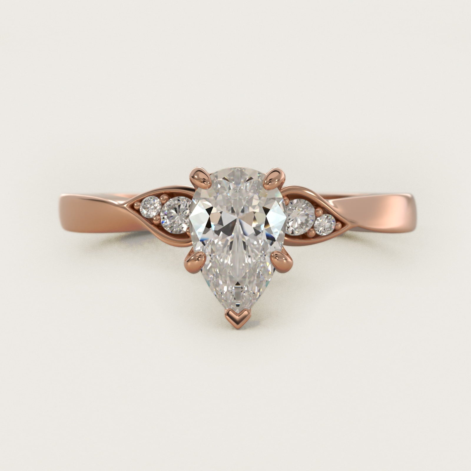 Blossoming Vine Side Stone Diamond Engagement Ring In 18k Rose Gold By James Allen - Pear Center
