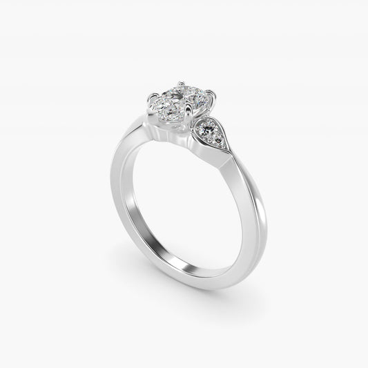 Blossoming Vine Side Stone Diamond Engagement Ring In 18k White Gold By James Allen - Pear Center