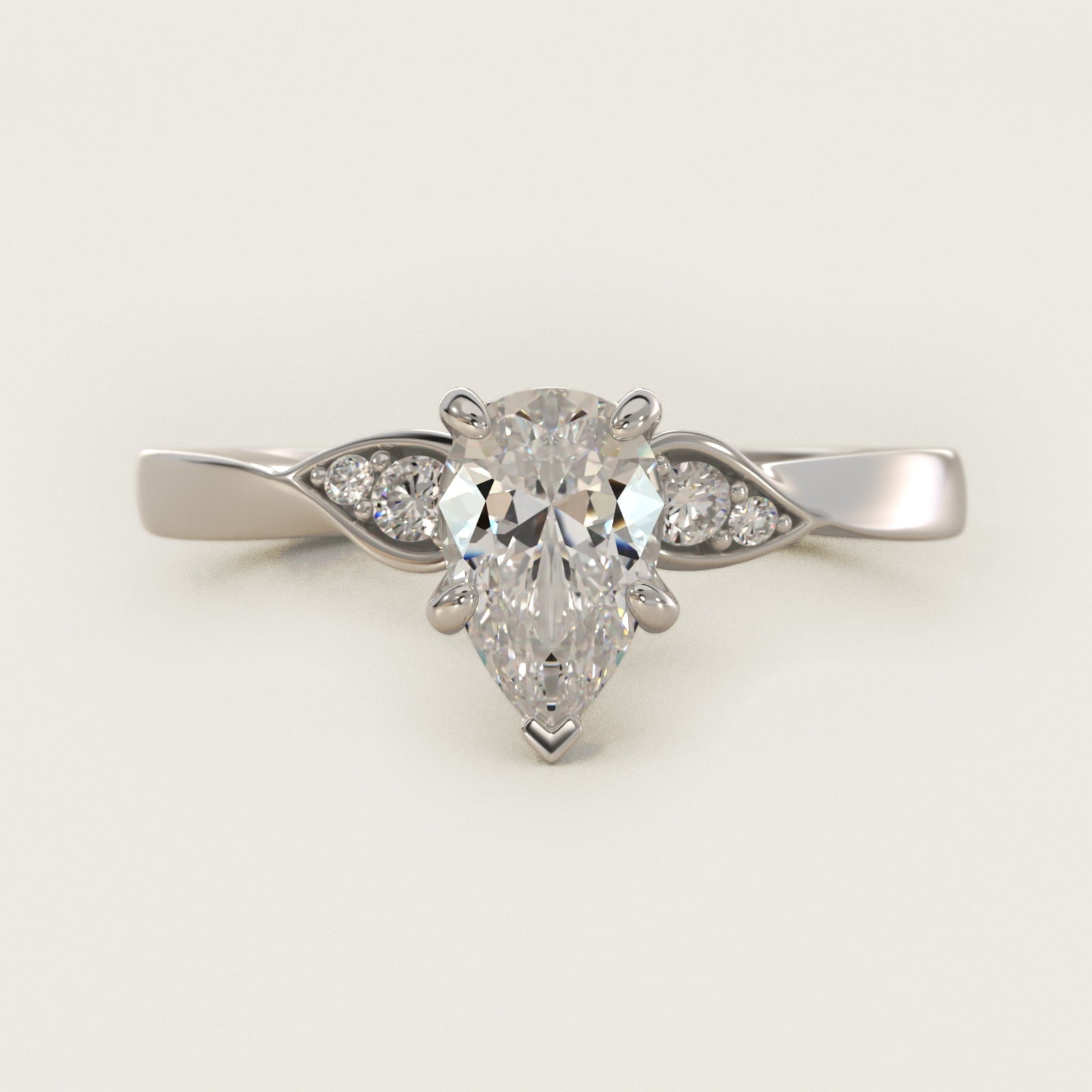 Blossoming Vine Side Stone Diamond Engagement Ring In 18k White Gold By James Allen - Pear Center