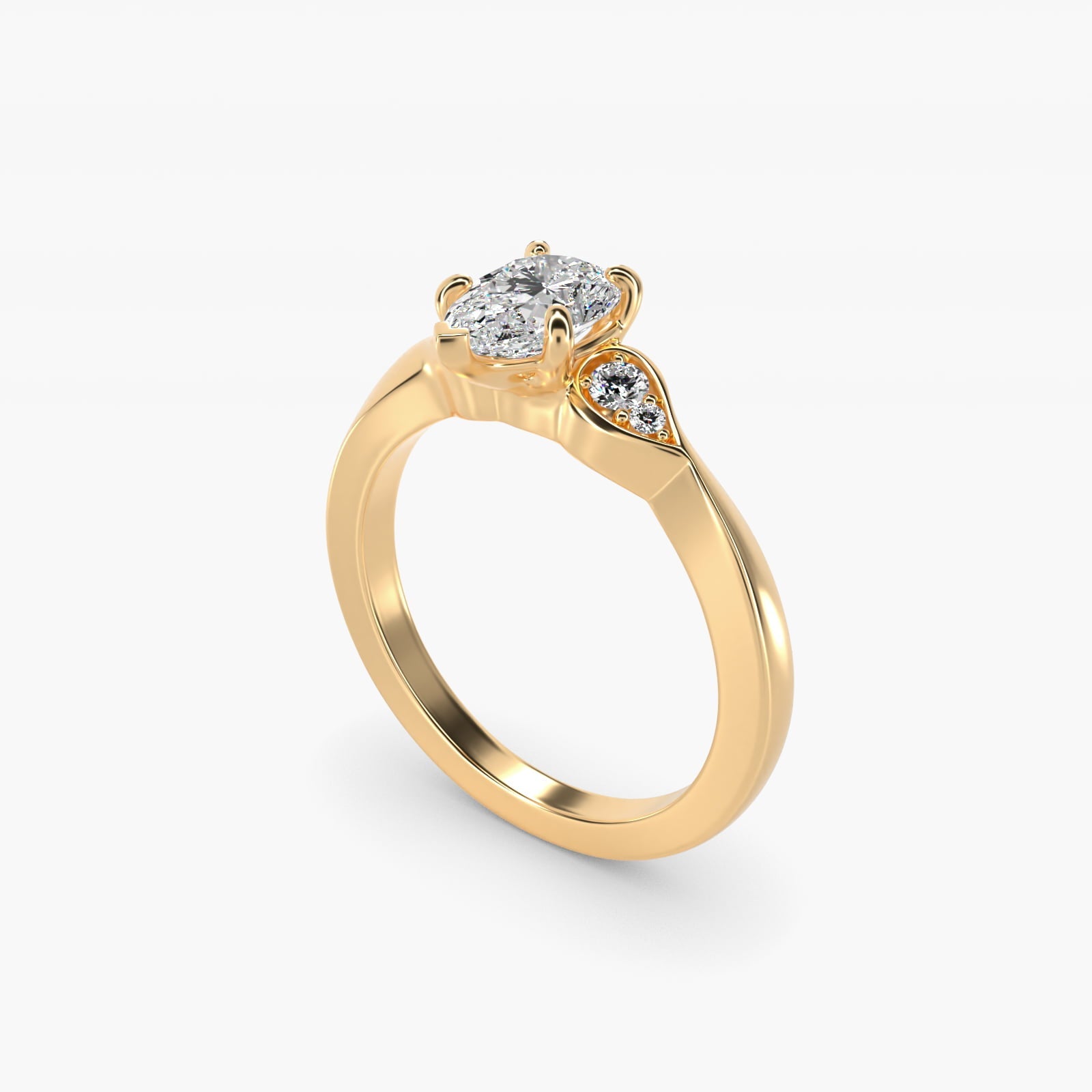 Blossoming Vine Side Stone Diamond Engagement Ring In 18k Yellow Gold By James Allen - Pear Center