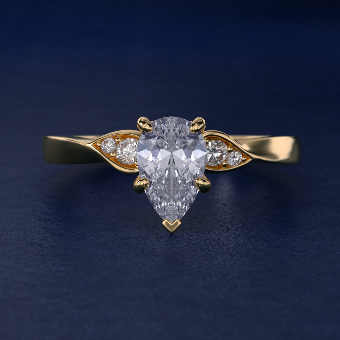 Blossoming Vine Side Stone Diamond Engagement Ring In 14K Yellow Gold By James Allen - Pear Center
