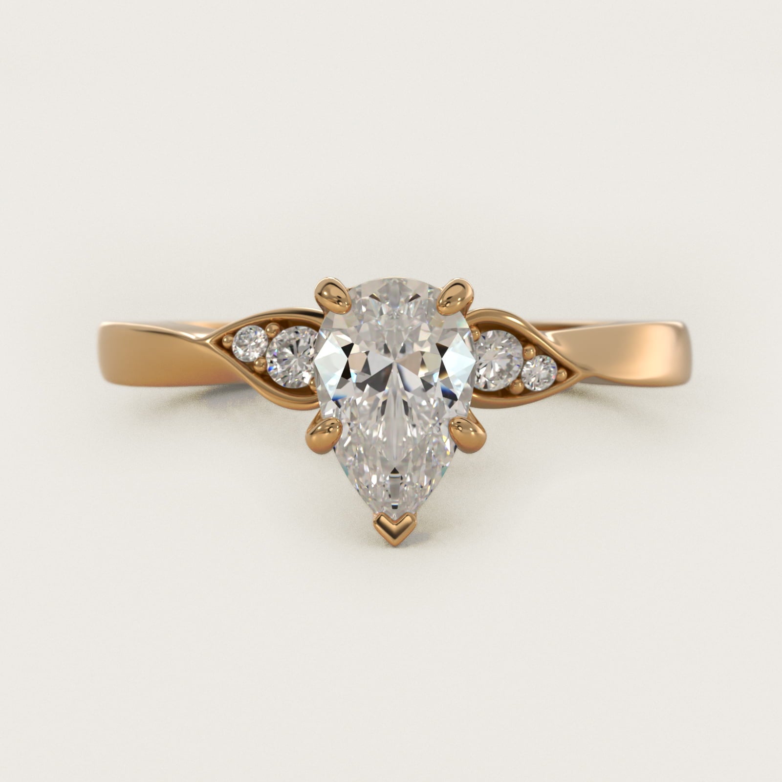 Blossoming Vine Side Stone Diamond Engagement Ring In 14K Yellow Gold By James Allen - Pear Center