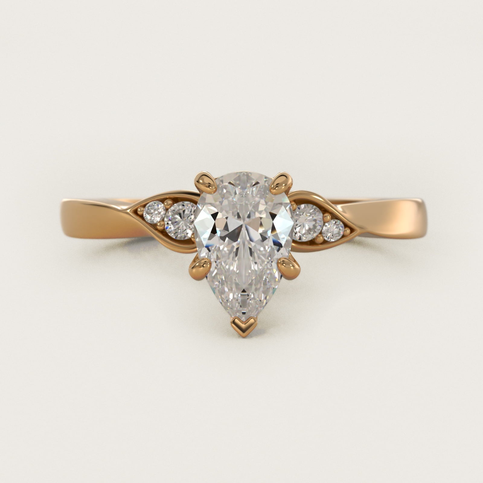 Blossoming Vine Side Stone Diamond Engagement Ring In 18k Yellow Gold By James Allen - Pear Center