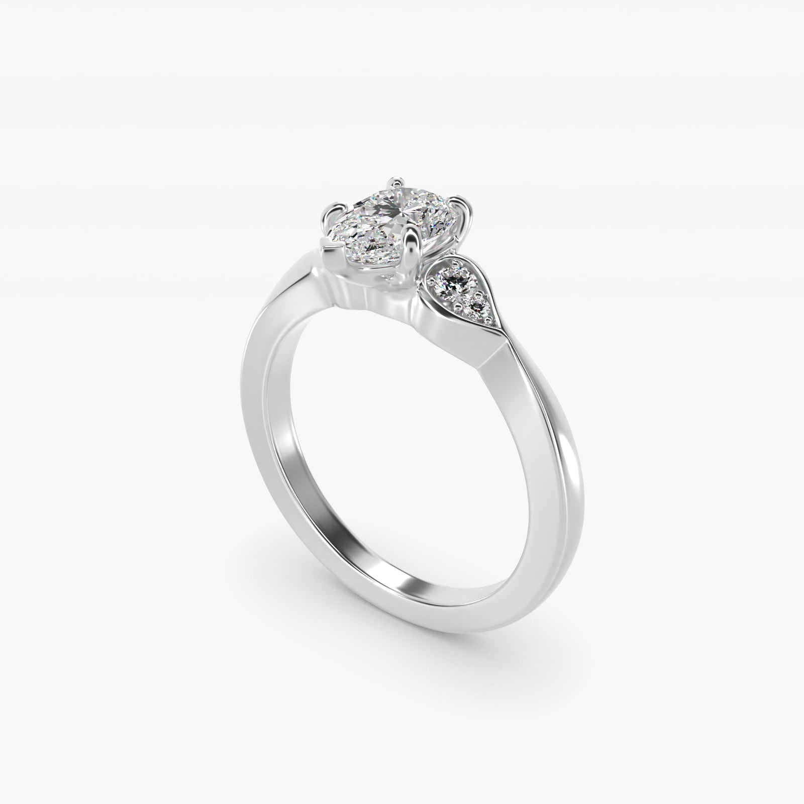 Blossoming Vine Side Stone Diamond Engagement Ring In Platinum By James Allen - Pear Center