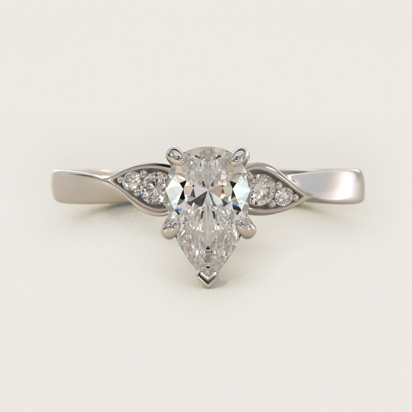 Blossoming Vine Side Stone Diamond Engagement Ring In Platinum By James Allen - Pear Center