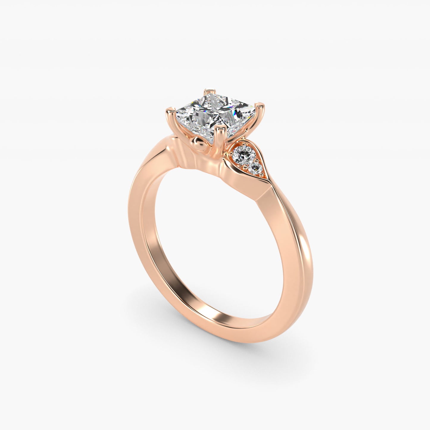 Blossoming Vine Side Stone Diamond Engagement Ring In 14K Rose Gold By James Allen - Princess Center