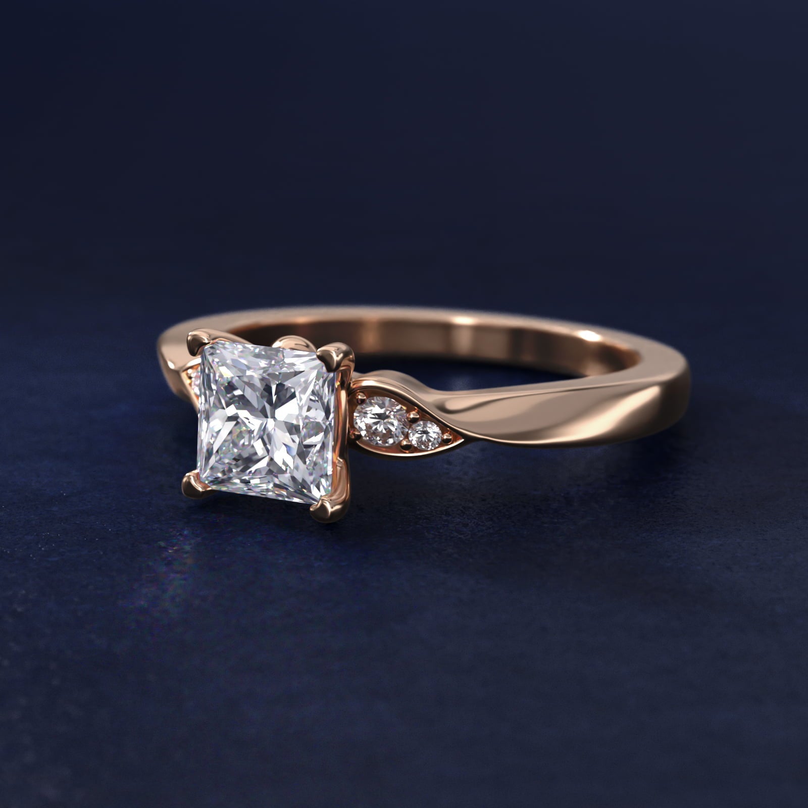 Blossoming Vine Side Stone Diamond Engagement Ring In 18k Rose Gold By James Allen - Princess Center