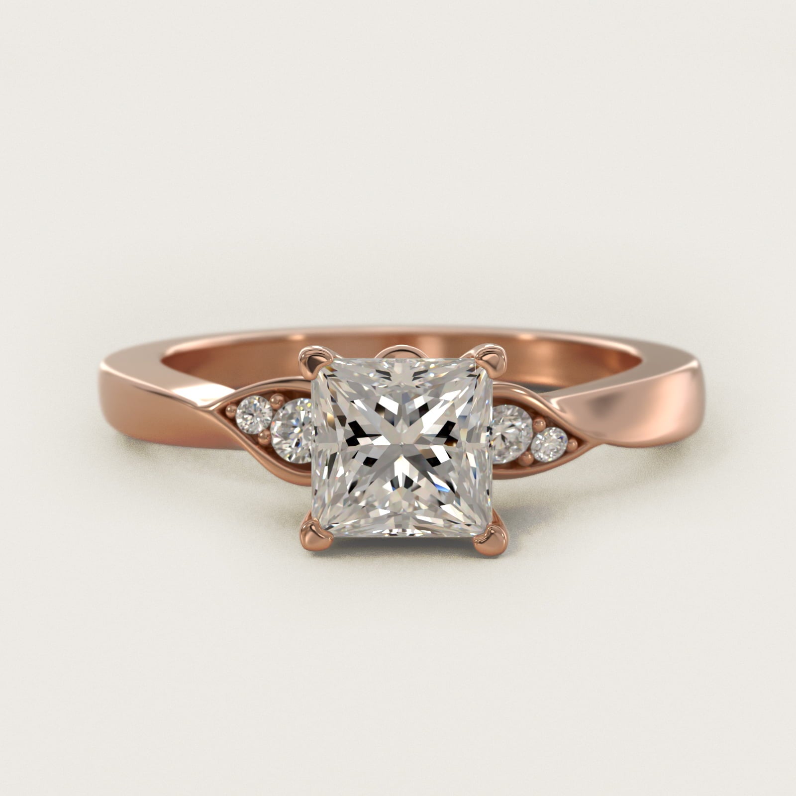 Blossoming Vine Side Stone Diamond Engagement Ring In 14K Rose Gold By James Allen - Princess Center