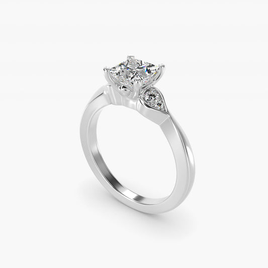 Blossoming Vine Side Stone Diamond Engagement Ring In 14K White Gold By James Allen - Princess Center