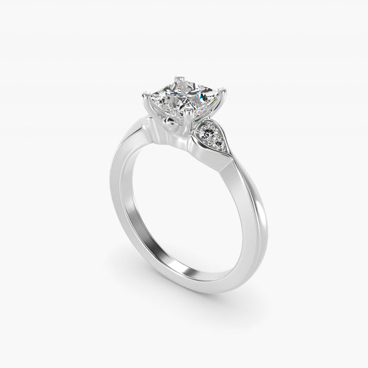 Blossoming Vine Side Stone Diamond Engagement Ring In 18k White Gold By James Allen - Princess Center