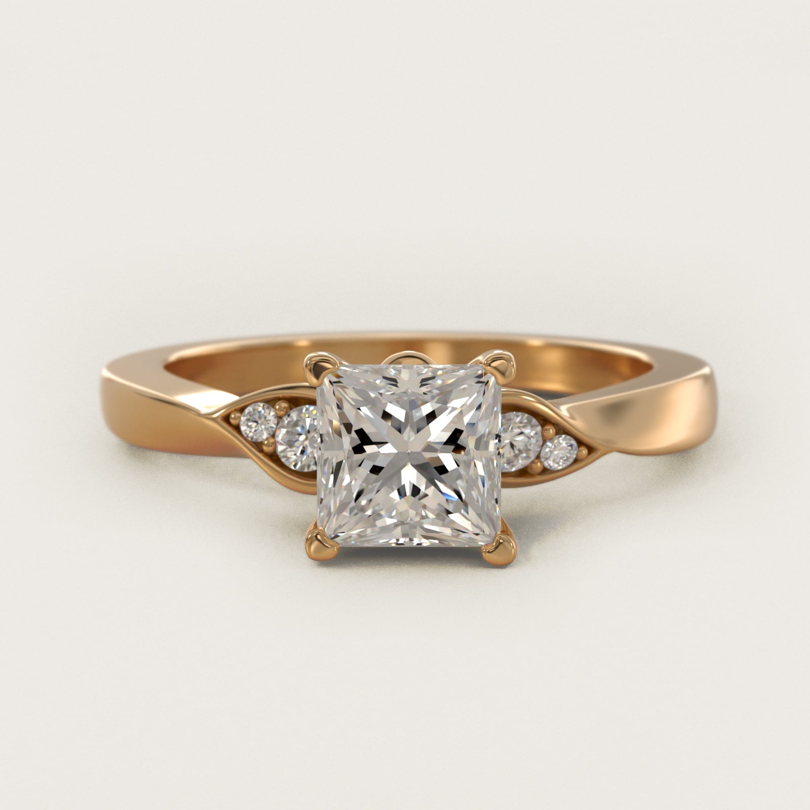 Blossoming Vine Side Stone Diamond Engagement Ring In 14K Yellow Gold By James Allen - Princess Center