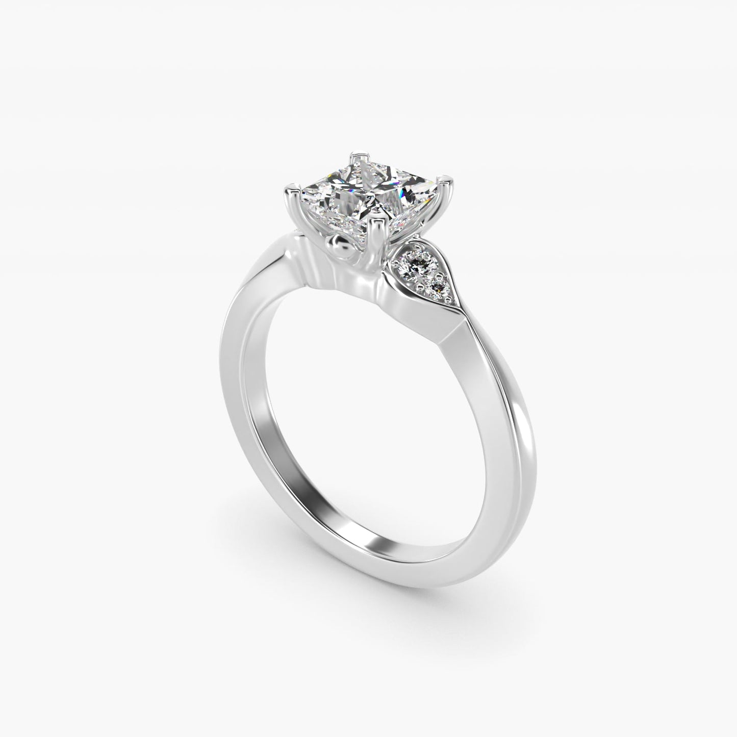 Blossoming Vine Side Stone Diamond Engagement Ring In Platinum By James Allen - Princess Center