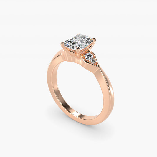 Blossoming Vine Side Stone Diamond Engagement Ring In 14K Rose Gold By James Allen - Radiant Center