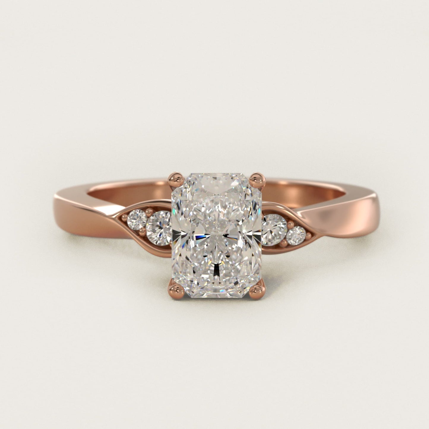 Blossoming Vine Side Stone Diamond Engagement Ring In 18k Rose Gold By James Allen - Radiant Center