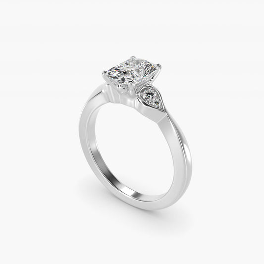 Blossoming Vine Side Stone Diamond Engagement Ring In 14K White Gold By James Allen - Radiant Center