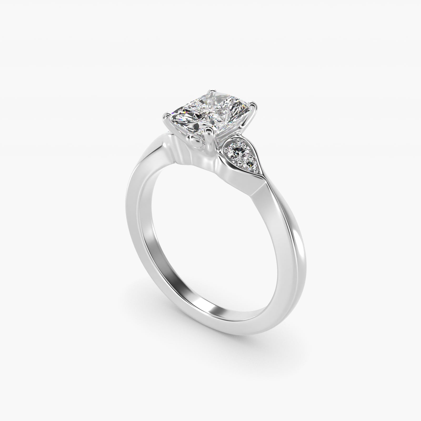 Blossoming Vine Side Stone Diamond Engagement Ring In 18k White Gold By James Allen - Radiant Center
