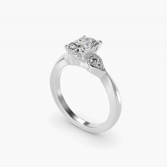 Blossoming Vine Side Stone Diamond Engagement Ring In 18k White Gold By James Allen - Radiant Center