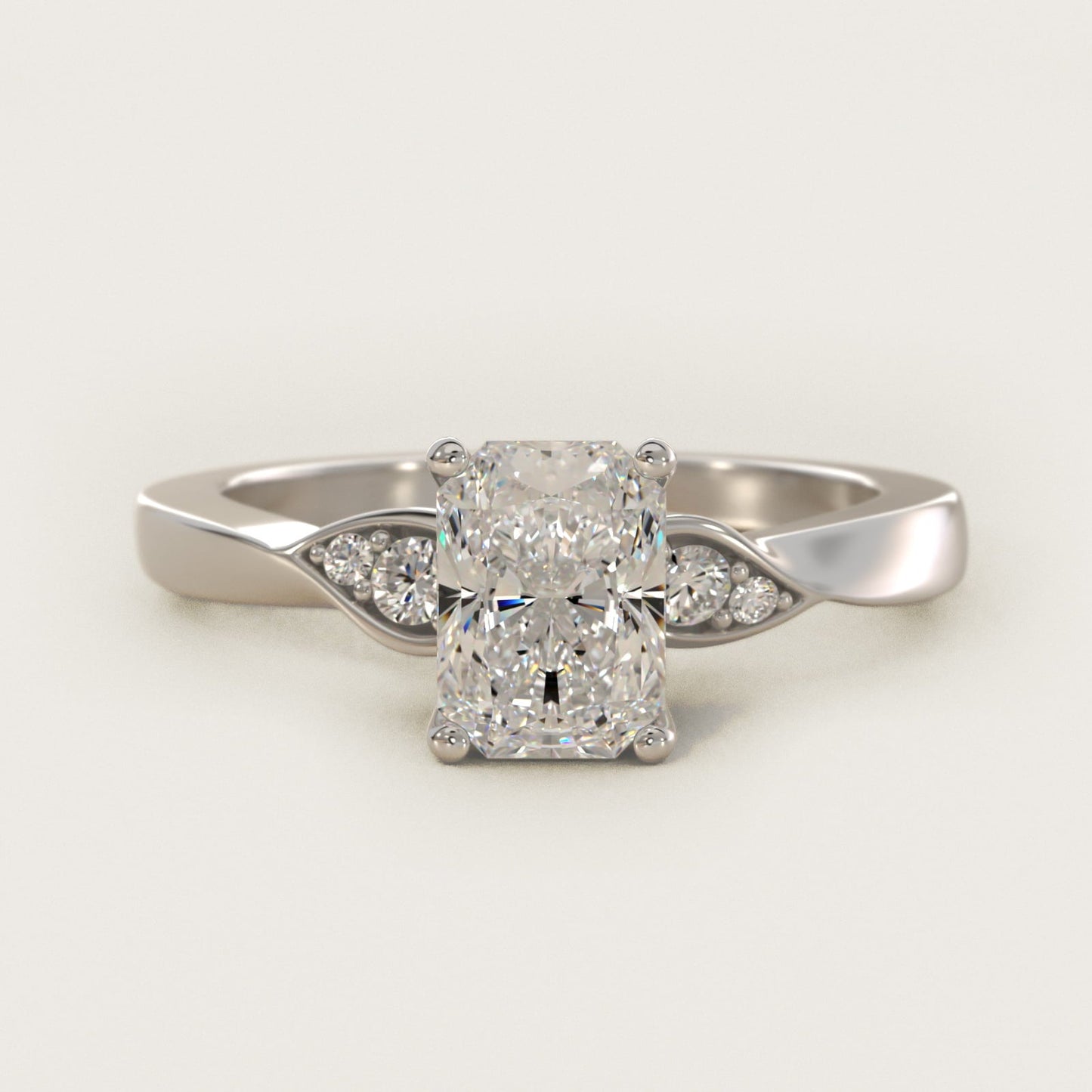 Blossoming Vine Side Stone Diamond Engagement Ring In 18k White Gold By James Allen - Radiant Center
