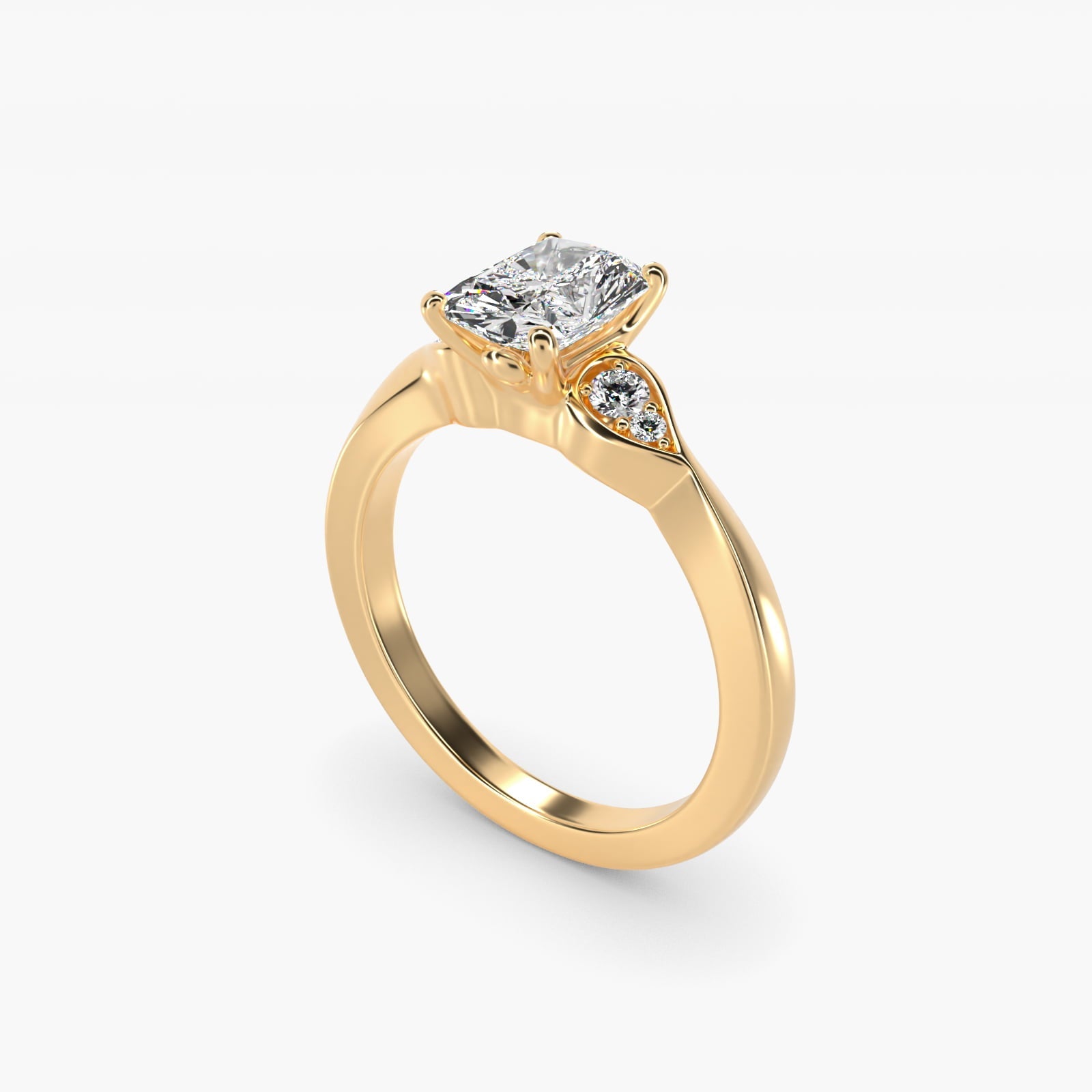 Blossoming Vine Side Stone Diamond Engagement Ring In 18k Yellow Gold By James Allen - Radiant Center