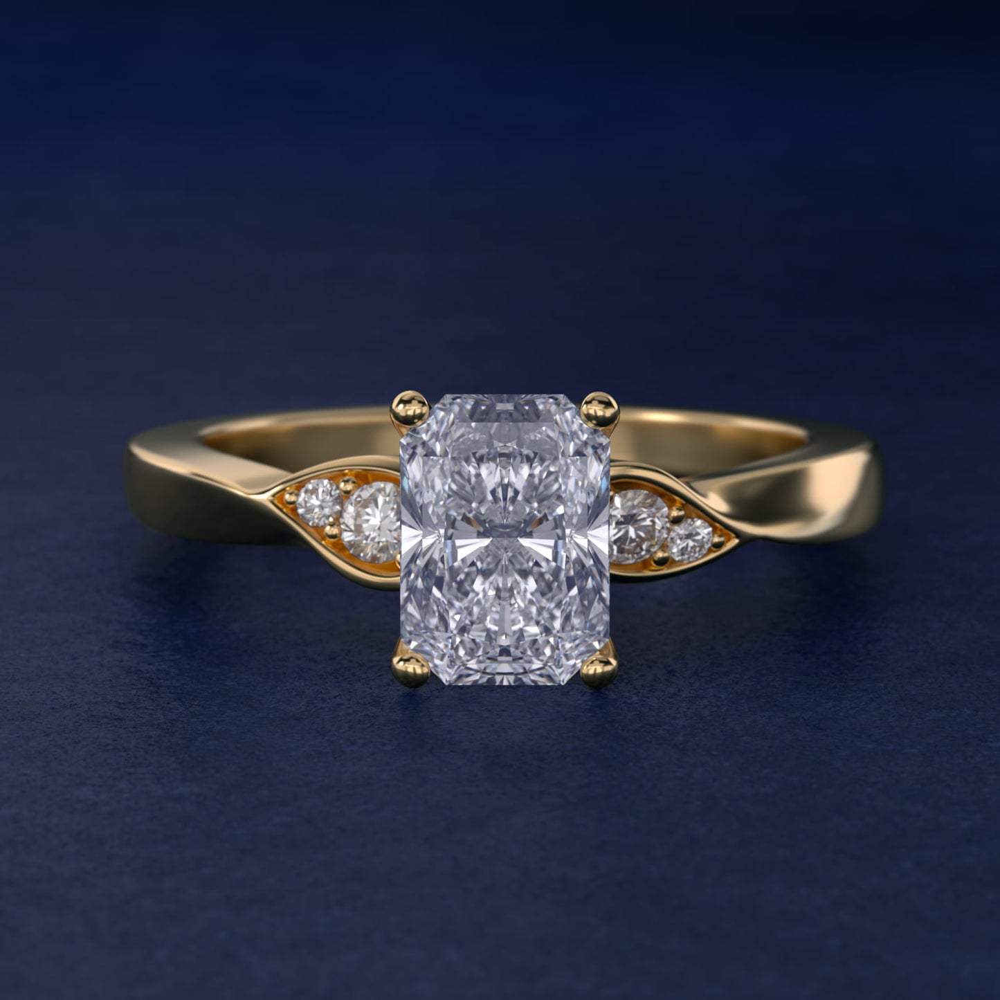 Blossoming Vine Side Stone Diamond Engagement Ring In 14K Yellow Gold By James Allen - Radiant Center