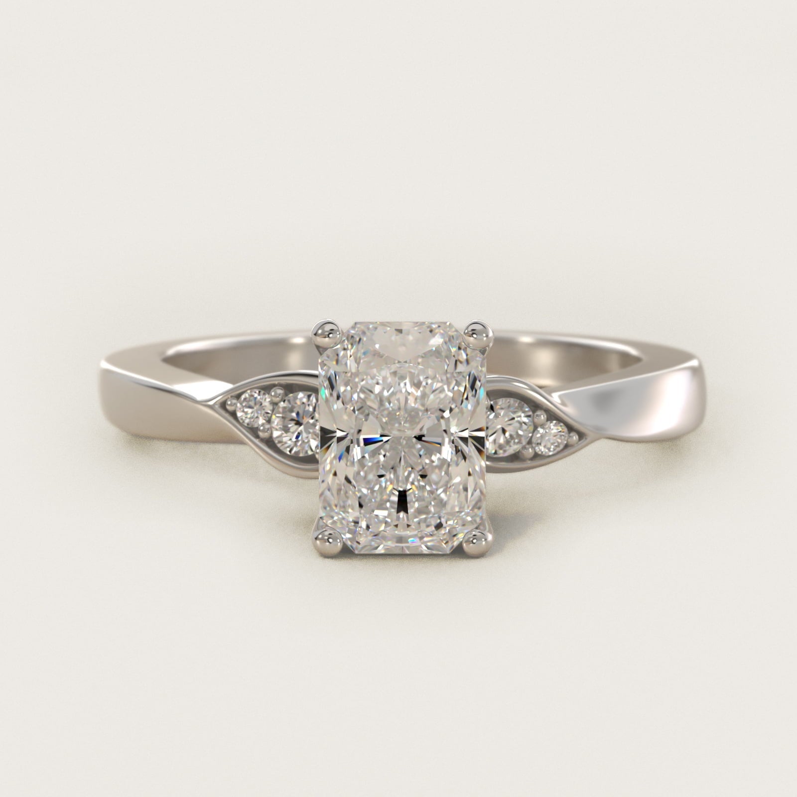 Blossoming Vine Side Stone Diamond Engagement Ring In Platinum By James Allen - Radiant Center