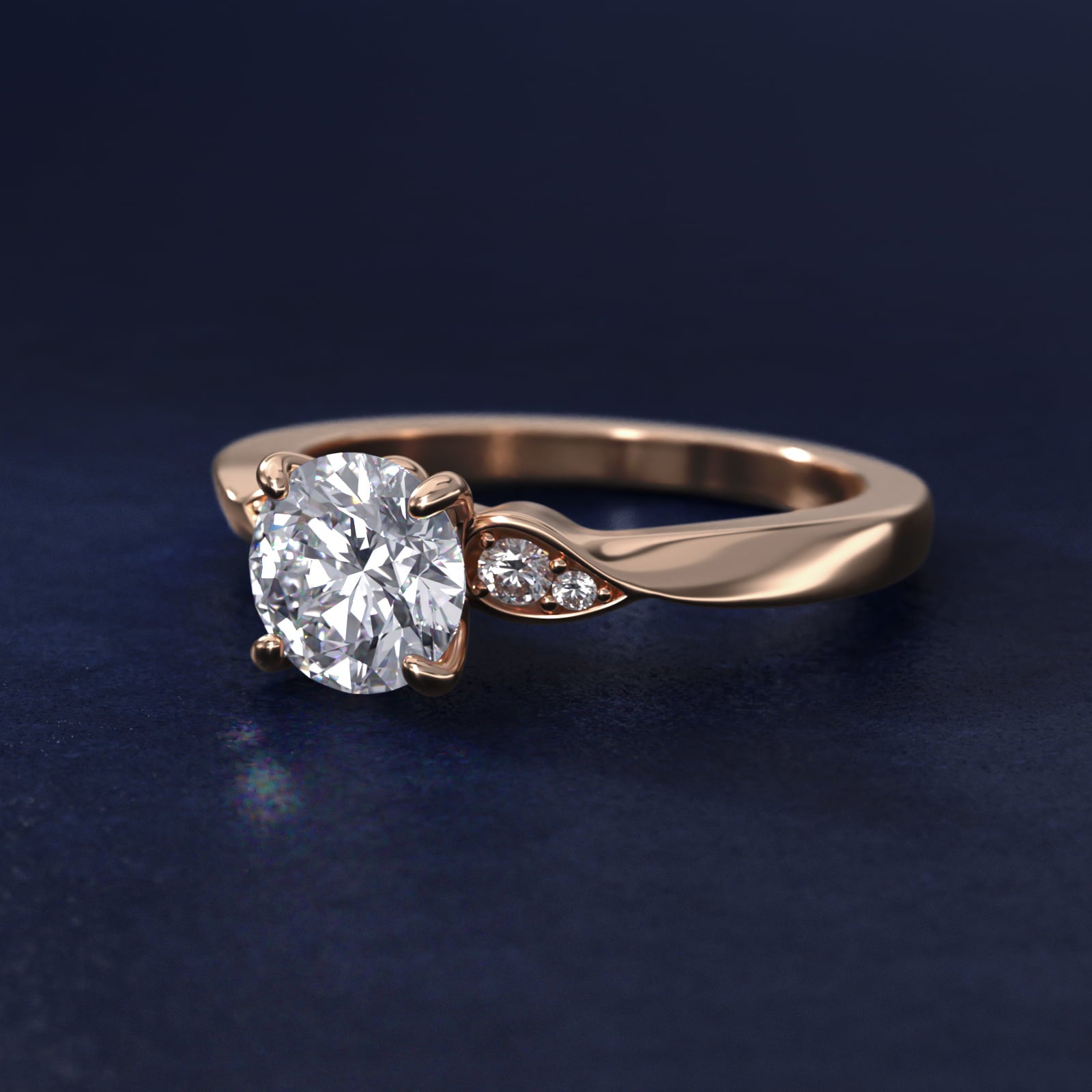 Blossoming Vine Side Stone Diamond Engagement Ring In 14K Rose Gold By James Allen - Round Center