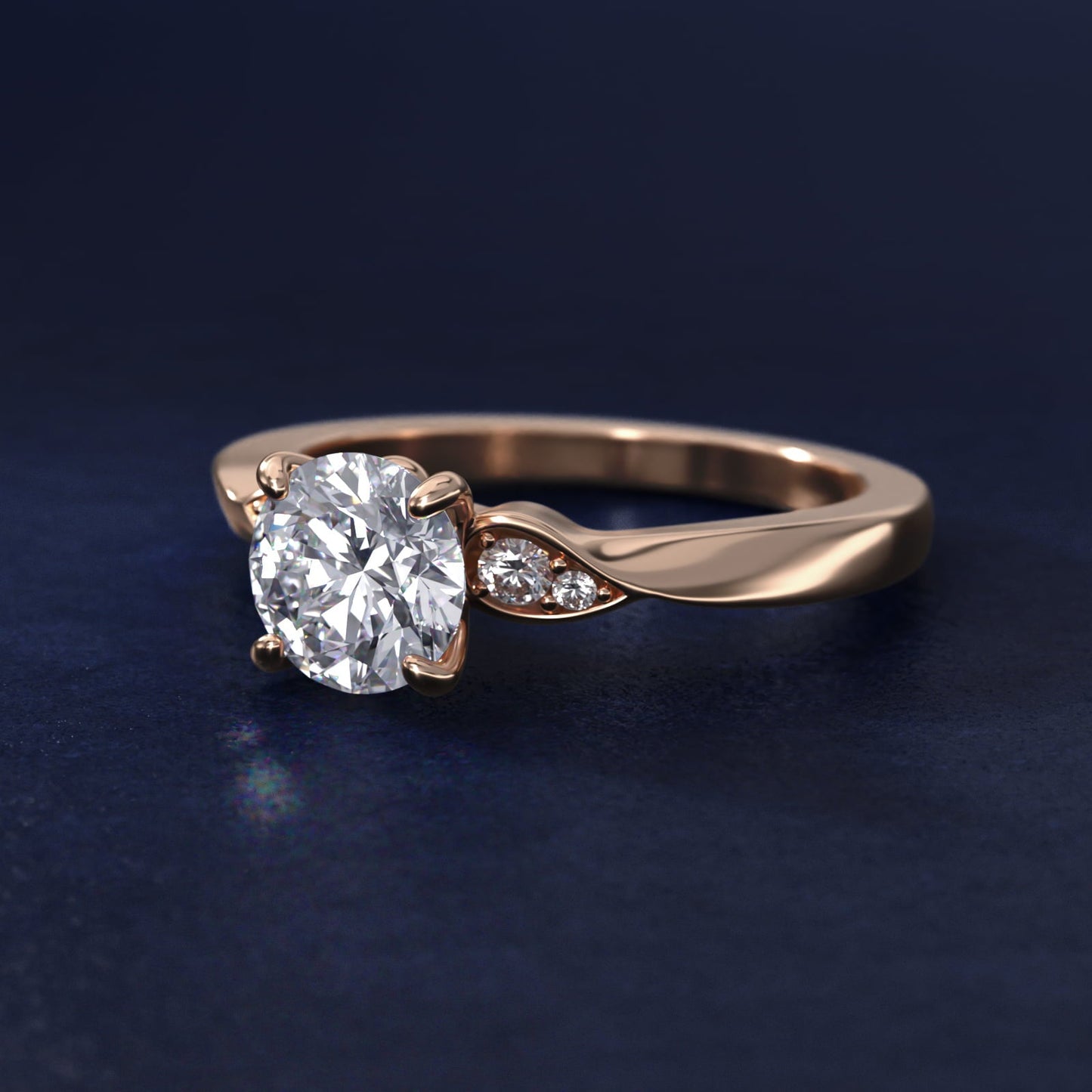 Blossoming Vine Side Stone Diamond Engagement Ring In 18k Rose Gold By James Allen - Round Center