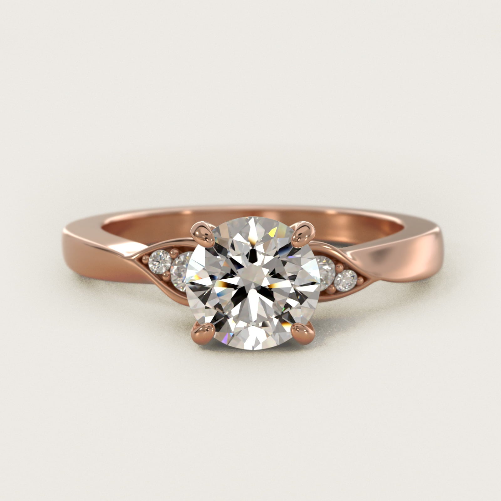 Blossoming Vine Side Stone Diamond Engagement Ring In 14K Rose Gold By James Allen - Round Center
