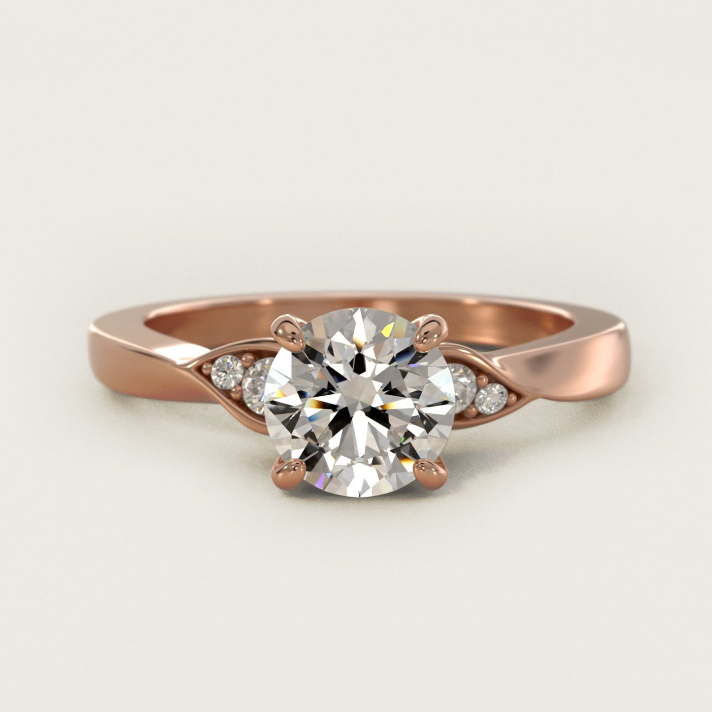 Blossoming Vine Side Stone Diamond Engagement Ring In 18k Rose Gold By James Allen - Round Center