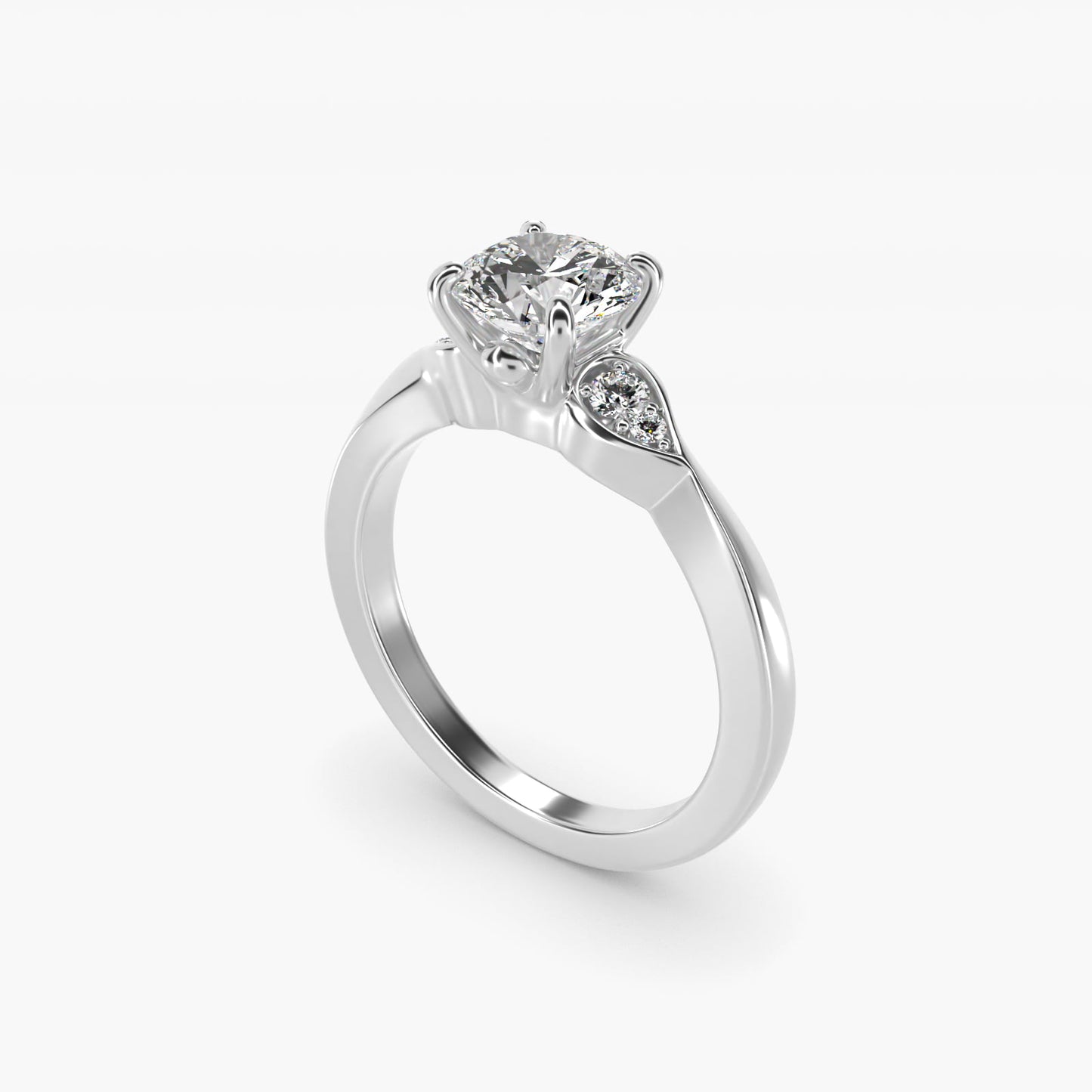 Blossoming Vine Side Stone Diamond Engagement Ring In 14K White Gold By James Allen - Round Center
