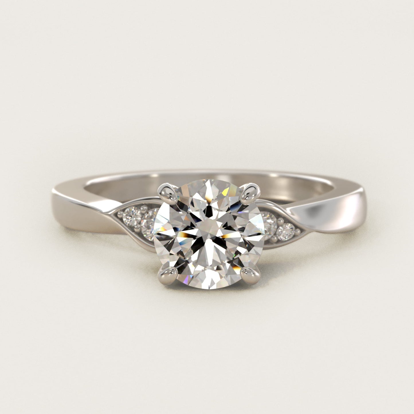 Blossoming Vine Side Stone Diamond Engagement Ring In 14K White Gold By James Allen - Round Center