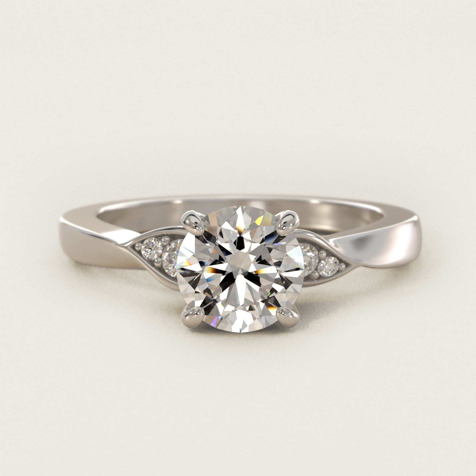 Blossoming Vine Side Stone Diamond Engagement Ring In 14K White Gold By James Allen - Round Center