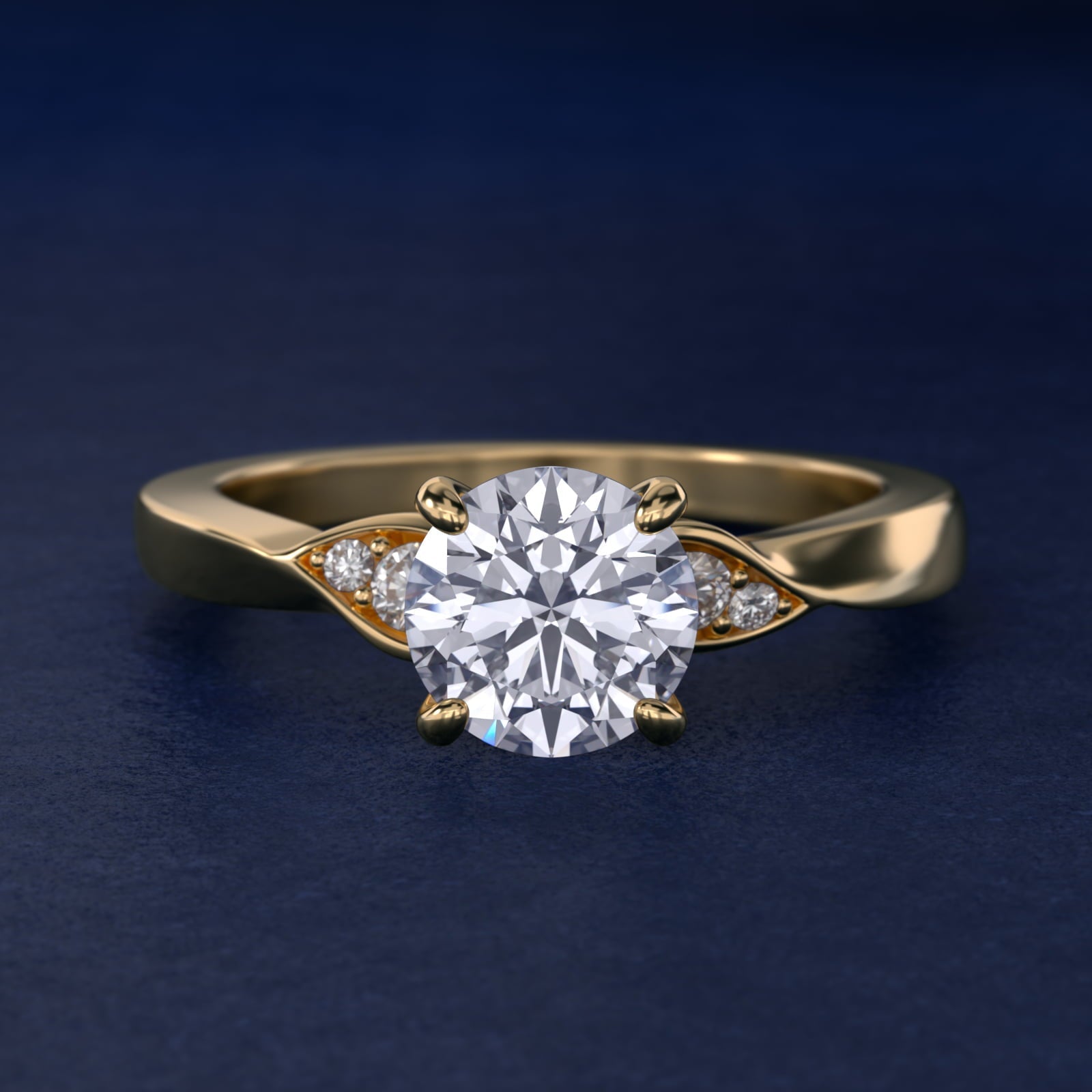 Blossoming Vine Side Stone Diamond Engagement Ring In 18k Yellow Gold By James Allen - Round Center