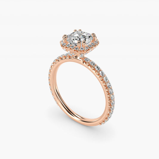 Blue Nile Studio Heiress Halo Diamond Engagement Ring in 18k Rose Gold - Asscher Center