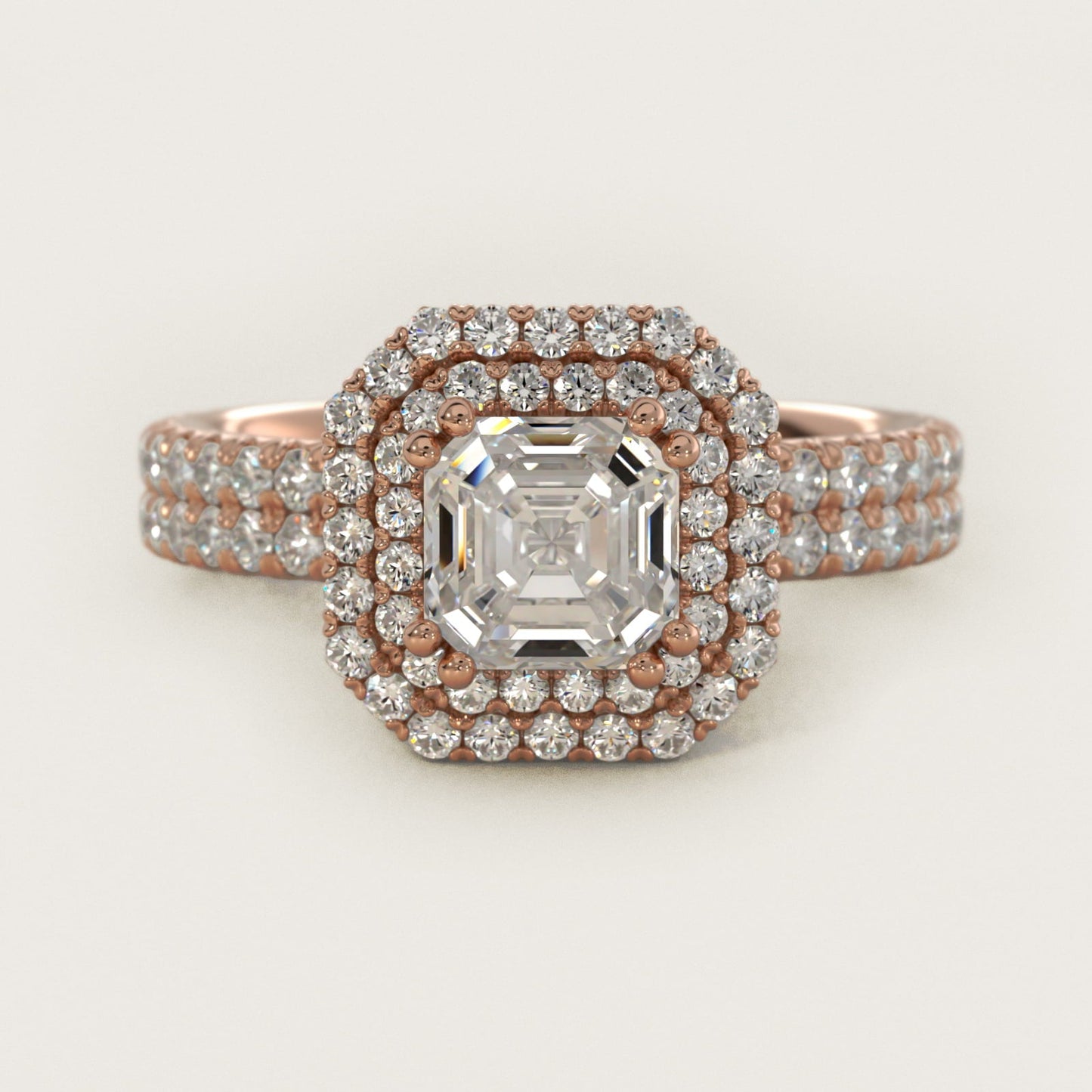 Blue Nile Studio Imperial Micropav? Diamond Engagement Ring in 18k Rose Gold (3/8 ct. tw.) - Asscher Center