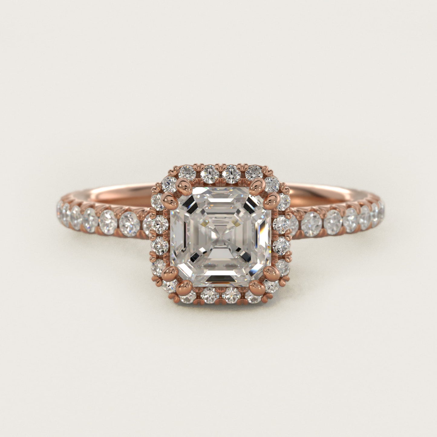 Blue Nile Studio Heiress Halo Diamond Engagement Ring in 18k Rose Gold - Asscher Center