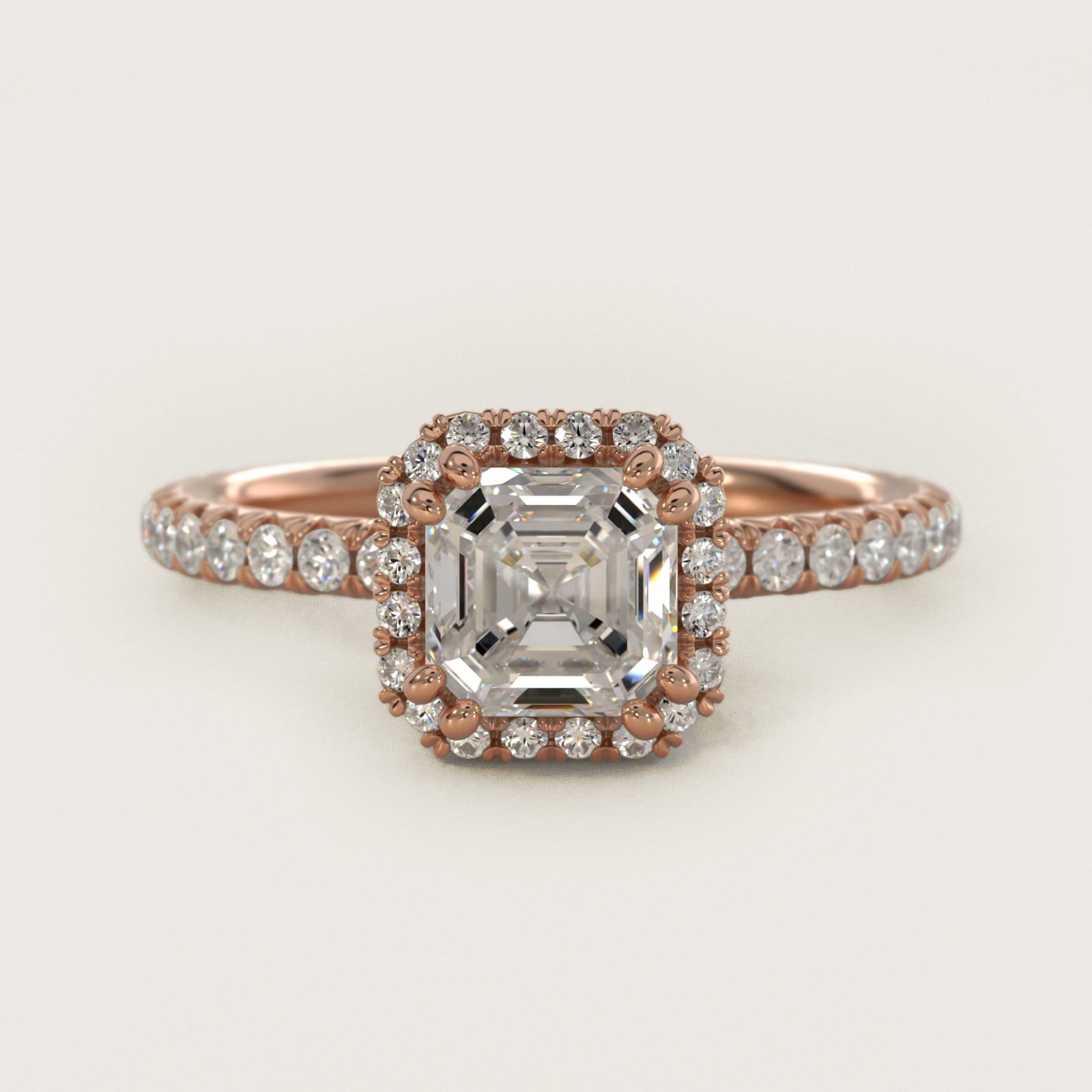 Blue Nile Studio Heiress Halo Diamond Engagement Ring in 18k Rose Gold - Asscher Center