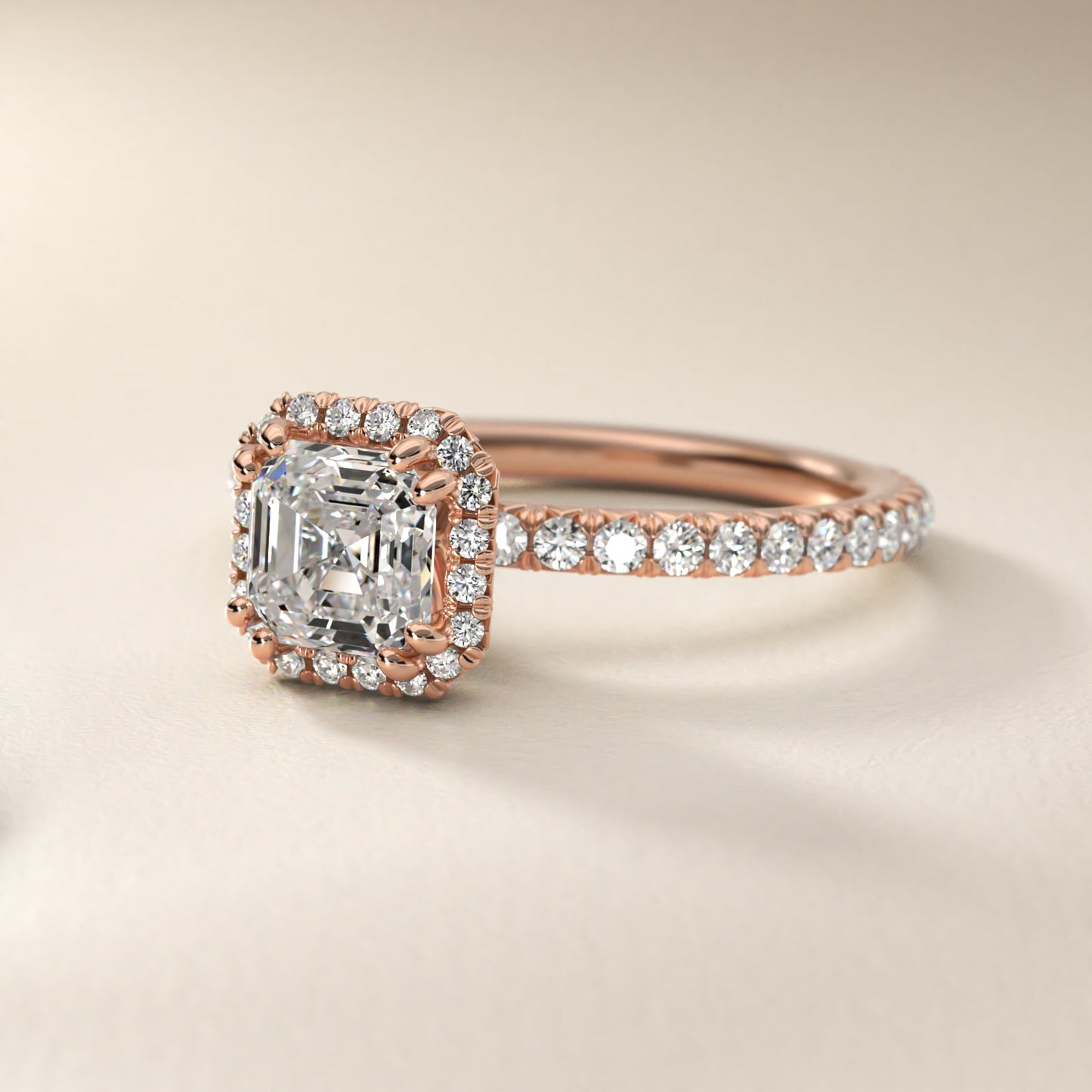 Blue Nile Studio Heiress Halo Diamond Engagement Ring in 14k Rose Gold - Asscher Center