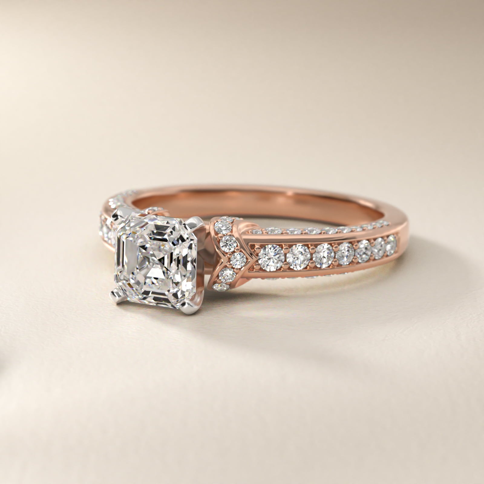 Blue Nile Studio Imperial MicropavŽ Diamond Engagement Ring in 14k Rose Gold (3/8 ct. tw.) - Asscher Center